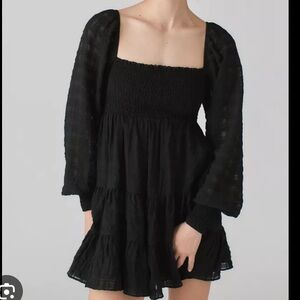 Urban Outfitters River Smocked Long Sleeve Dresss